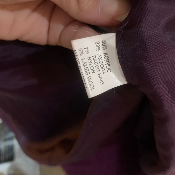 Angora blend purple beaded embroidered lined cardigan - Picture 10 of 10